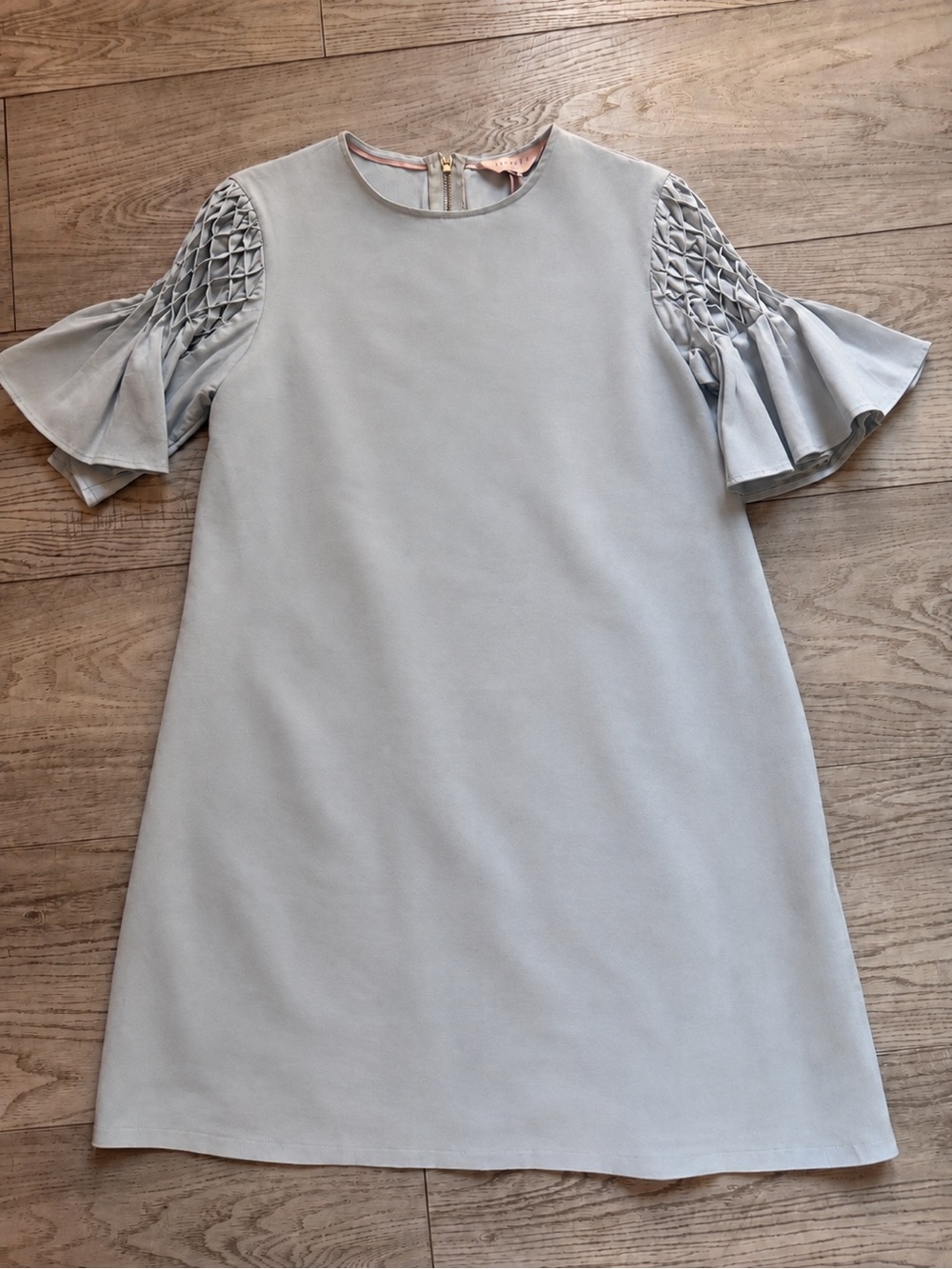Ted Baker FATIMA Blue Lattice Bell Sleeve Shift Dress Size 1